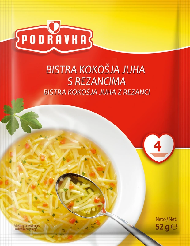 Clear chicken soup with noodles