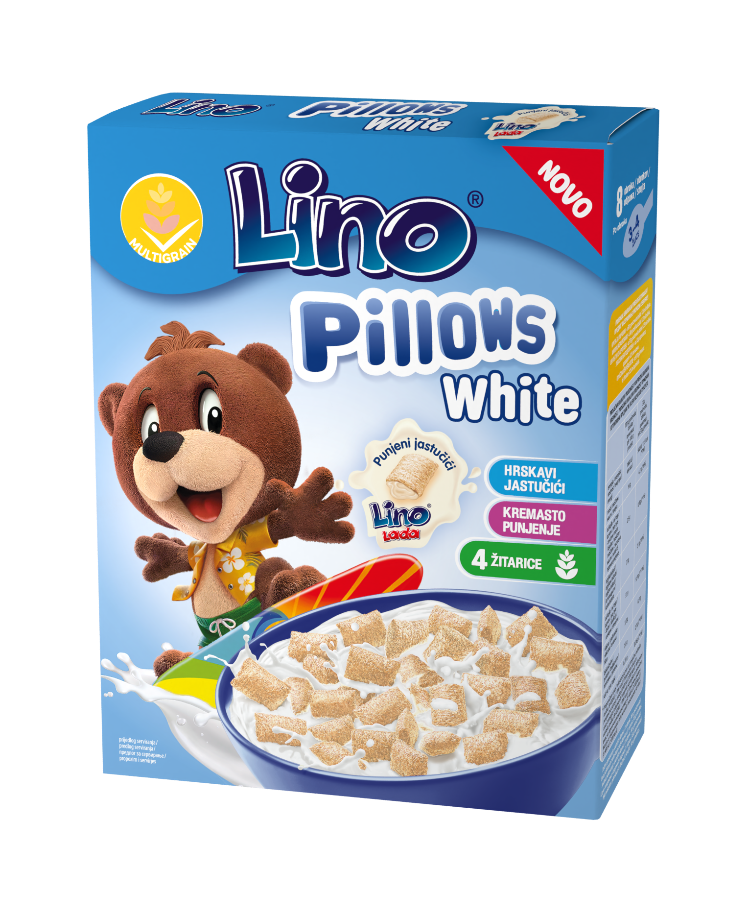 Lino Pillows – Pernițe albe umplute cu cremă tartinabilă Lino Lada lapte